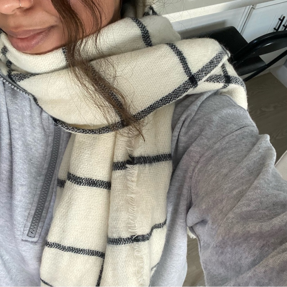 White Plaid Scarf
